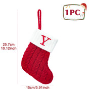 Christmas Socks Knitting Snowflake Letter Stocking Christmas Decoration For Home 2024 Xmas Tree Ornament Gift Navidad Natal 2024