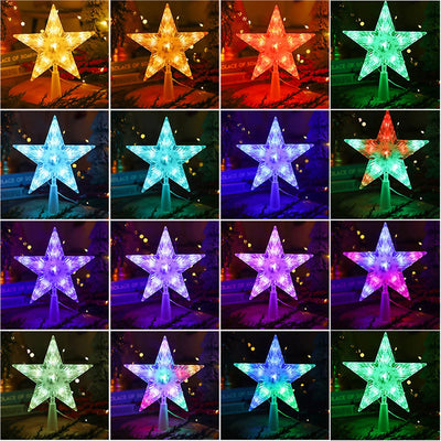 Christmas Star Christmas Tree Topper Star Light Decor 28keys 18cm Changing Remote Controller Multicolor LED USB Powered Gift