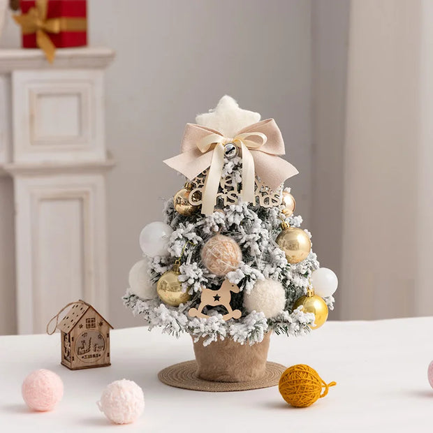 Desktop Christmas Tree Flocking Pink Set Mini Christmas Tree Ornaments DIY Christmas Gift Christmas Tree Decoration
