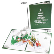 Merry Christmas Cards Christmas Tree Winter Gift Pop-Up Cards Christmas Decoration  Stickers Laser Cut New Year Greeting Cards