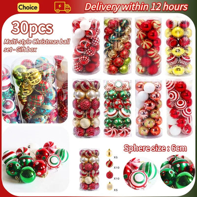 30pc Christmas Ball Decorative Pendant Drum 6cm Plastic Electroplated Painted Christmas Ball Christmas Tree Decoration Pendants