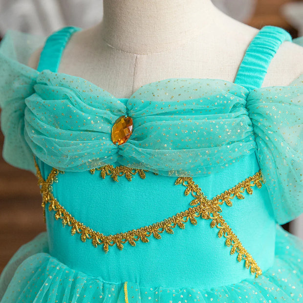 Jasmine Costume for Kids Girl Fancy Birthday Party Gown Princess Dress Carnival Children Clothing 2024 New Halloween Disguise