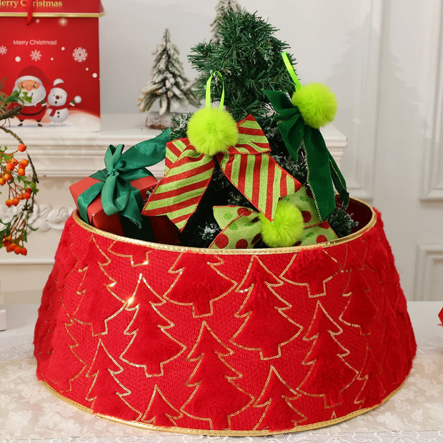 Tree Bottom Surrounder Stereoscopic Skirt Replacement Christmas Tree Collar Family Party New Year Red Green Indoor Decoration