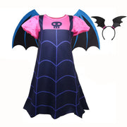 NEW Vampire Dress with Wings for Little Girls Vampirna Anime Role Playing Costume Toddler Halloween Bat Disguise Cute Purim Robe