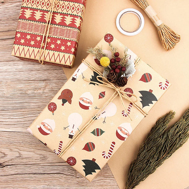 Christmas Kfrat Wrapping Paper Wedding Green Decoration Gift Wrap Artware Kraft Packing Paper Vellum New Year's Eve Decorations