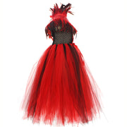 2025 Halloween Vampire Costume for Girls Devil Witch Gothic Mesh Clothes Demon Vampires Queen Cosplay Carnival Party Dress Set
