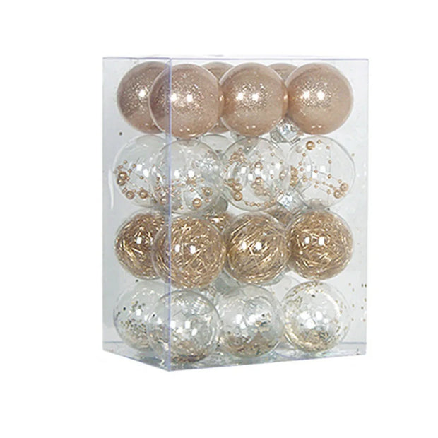24pcs 6CM Christmas Ball Set Shatterproof Delicate Christmas Tree Decoration Pendant Transparent Waterproof Hanging Ornament