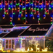 Solar Christmas Decorations Light Outdoor Waterproof Fairy String Curtain Lights for Xmas Eaves Window Party Yard Garden Indoor