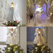 Christmas Angel Pendant Light Christmas Tree Toppers Delicate White Angel Ornaments Christmas Tree Top Decor Glowing Angel Doll