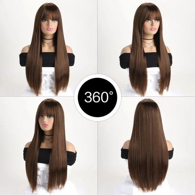 26Inch Colour Wig Long Straight Synthetic Wig for Women Fashion Wig for for Daily Halloween   Costume Party Cosplay ﻿