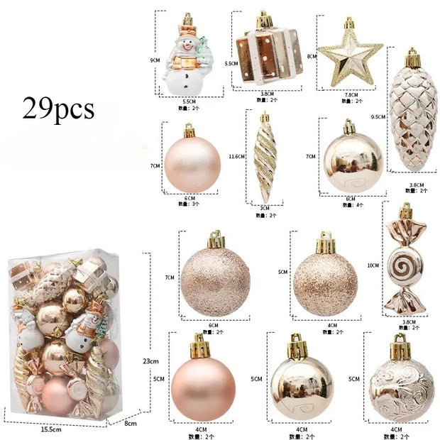 29/36/40pcs Champagne Special-shaped Christmas Ball Ornaments Christmas Tree Party Decoration New Year Christmas Spheres Pendant