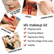 2/4/5PCS SFX Makeup Set Special Effect Halloween Party Wound Scar Wax Makeup with Spatula Sponge to Create a Blood Splash Shape
