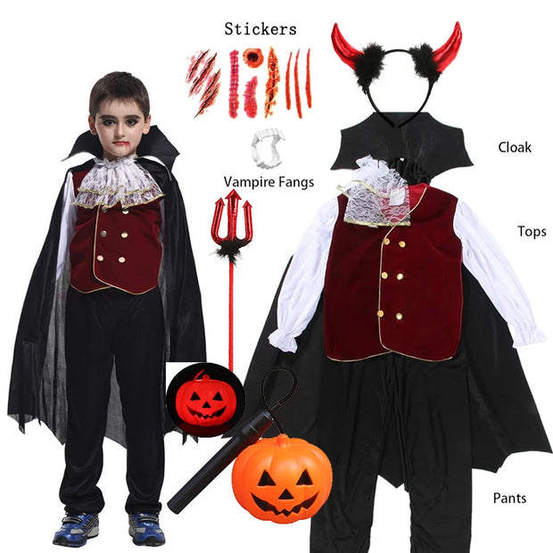 Girls Red Vampire Halloween Kids Costumes for Girl 2025 Carnival Party Prom Gown Ghost Bride Gothic Cosplay Children Clothing