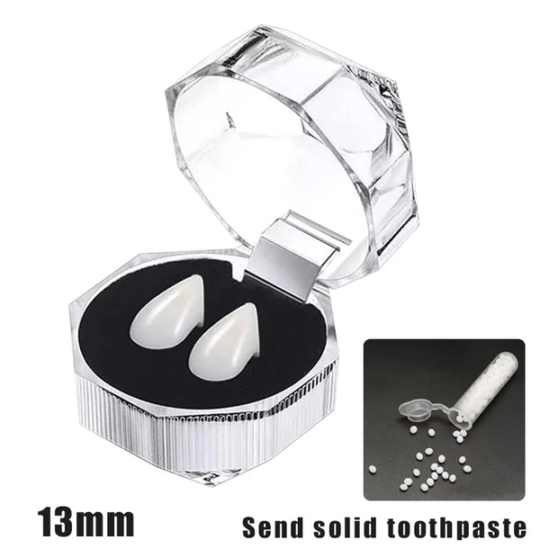 1Pair Vampire Teeth Zombie Fangs Halloween Props Apparel Accessories DIY Solid Denture Adhesive Cosplay Masquerade Decoration