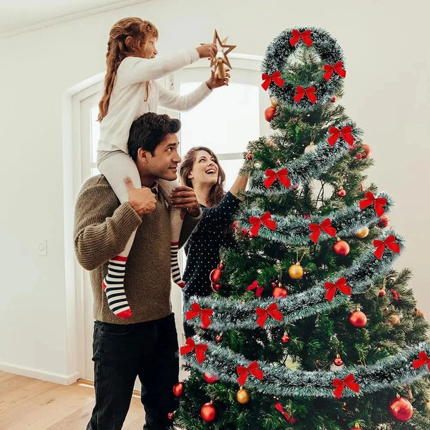 2M Chunky Snow Tipped Green Tinsel Christmas Tree Decoration Garland Xmas Festival New Year Home DIY Ornaments Outdoor Props