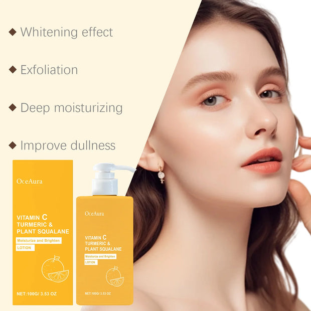 Vitamin C Lightening Body Lotion Deep Hydration Improve Rough Dullness Fade Melanin Turmeric Cream Brightening Skin Care Product
