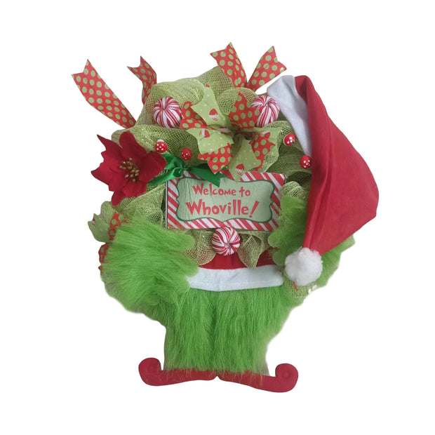 Christmas Thief Wreath for Front Door Green Elf Legs Christmas Wreath Hanging Welcome Sign Home Decoration Indoor Outdoor