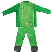 Kids Cosplay Diamond Armor Game Character Steve Cosplay Costumes 3 Pieces Set Blue Outfits Dress Up Set for Halloween