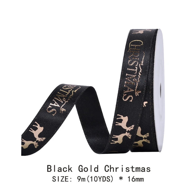 10 Yards/Roll Christmas Series Ribbon Festive Atmosphere Tree Decoration Xmas Gifts Packaging DIY Handmade material Cake Baking