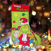 New Christmas Tree Decor Funny Green Grinch Christmas Socks Green Hair Monster Decor Children's Christmas Gifts Socks Candy Bags