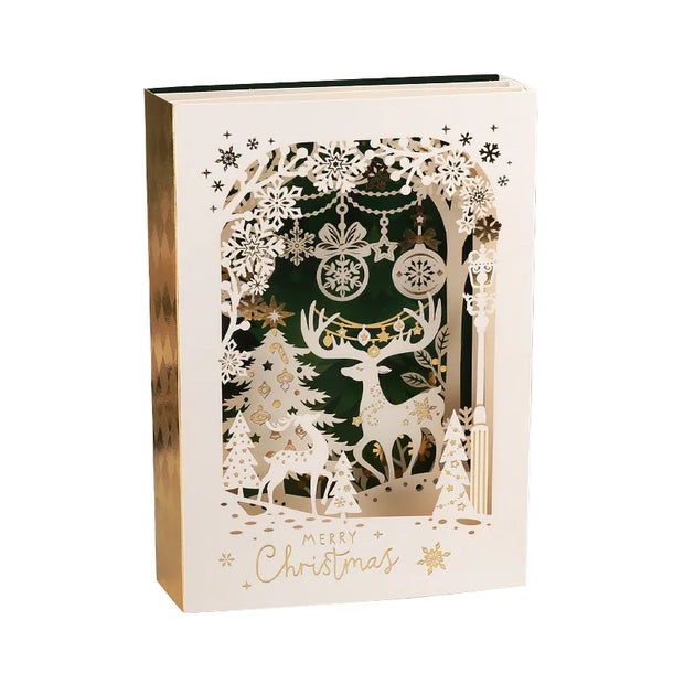 Christmas 3D Greeting Card Creative Small Card Exquisite and Premium Christmas Eve Gift Elk Decoration Gold Greeting Card 2025