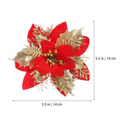 Christmas tree Flower Artificial Glitter Flowers Poinsettia Xmas Tree Ornament Garland golden Flowers adorn Christmas Party deco