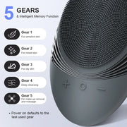 Portable Silicone Waterproof Rechargeable Face Wash Brush, 5 Cleansing Modes, Electric Deep Cleaning for Men & Women