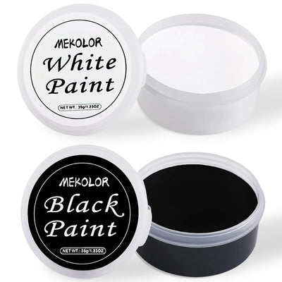 Black + White Oil Paint Face and Body Painting Set, Large Capacity, Suitable for Art Theater Halloween Party Role-Playing Clown Sfx Adult Makeup