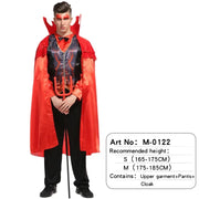 Halloween Male Vampire Cosplay Costume with Shirt/ Pants/ Vest/ Cloak，Men's Carnival Party Devil Dress Up