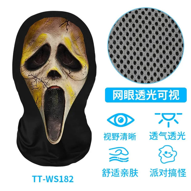 Halloween Horror Masks Skull Ghost Funny Masquerade Scream Digital Print Thriller Grimace Mask Cosplay Props Party Mask
