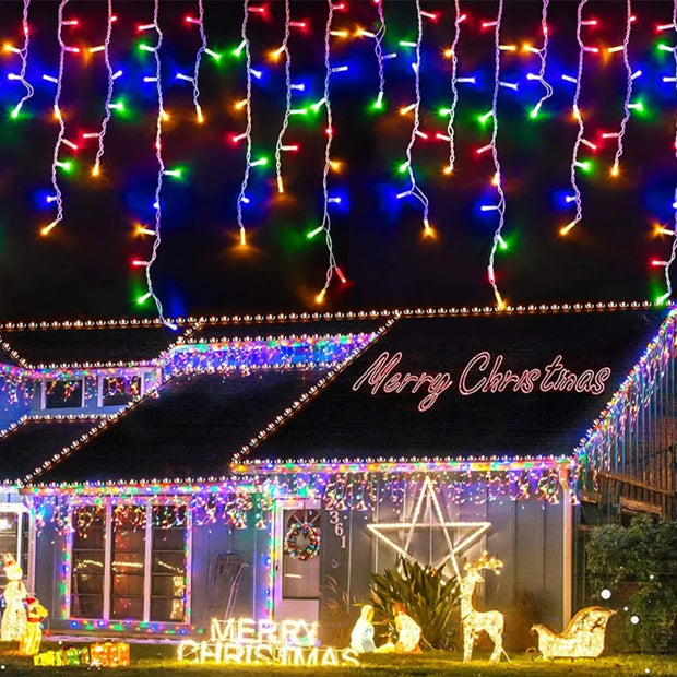 christmas outdoor decoration 4.5m Droop 0.4-0.6m curtain icicle string led lights 220V/110V New year Garden Xmas Wedding Party