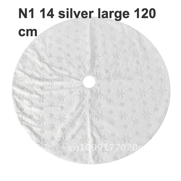 Hong Kong Love Christmas Tree Skirt round Plush Snowflake Design Home Decorations Short Apron