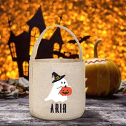 Personalized Trick or Treat Bag Halloween Spooky Ghost Candy Bucket Gift for Kid Cute Boo Basket Funny Party Decoration Supplies