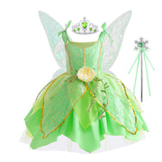 Kid Girls Princess Fairy Costume Tinker Bell Tutu Dress Sleeveless Wing Princess Girl Costume Cosplay Carnival Halloween Party