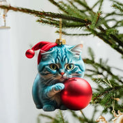 Cat Christmas Hanging Ornaments Cute Cartoon Acrylic Animals Xmas Tree Pendants Personalized Christmas Decor for Car Interior