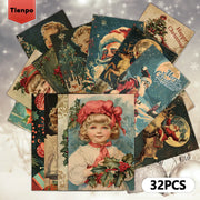 32pcs Christmas star piece 3.94x5.7in Christmas card, message card, vintage postcard, Christmas greeting card