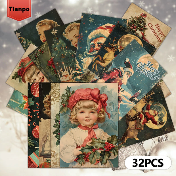 32pcs Christmas star piece 3.94x5.7in Christmas card, message card, vintage postcard, Christmas greeting card