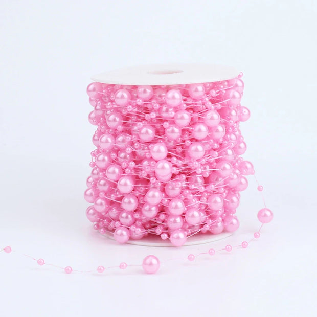 10M 3-8mm Beads Garland Pearl Strands Fish Chain Ribbon for Christmas Tree Wreath Gift Wrapping Decoration