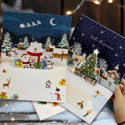 3D Santa Greeting Cards Folding Merry Christmas Best Wishes Card Xmas Gift for New Year Blessing Thank You Postcard Decoration