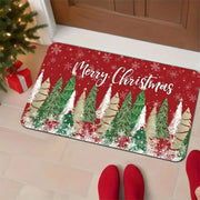 VIKAMA Christmas Decorative Rug, Durable and Non-Slip Christmas Tree Bathroom Door Mat, Entrance Door Mat, Home Decor