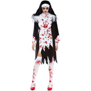 Halloween Nun Cosplay Costume For Women Black Scary Sinful Sister Costumes Terror Vampire Demon Costume Nun Robes Fantasy Dress