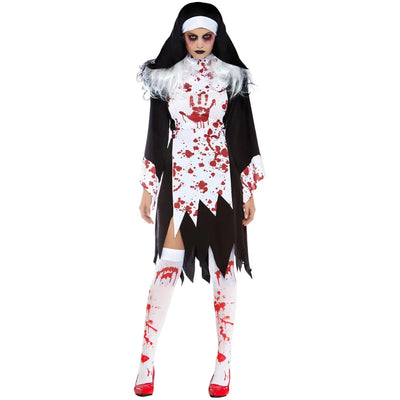 Halloween Nun Cosplay Costume For Women Black Scary Sinful Sister Costumes Terror Vampire Demon Costume Nun Robes Fantasy Dress
