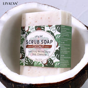 Coconut Exfoliating Scrub Soap Bar Deep Cleaning Bath Revitalizing Softens Cuticle Smooth Skin Jojoba Oil Moisturizing Body Wash