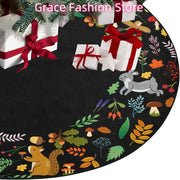 Forest Wreath Christmas Tree Skirt 36" Fall Tree Skirt Mushroom Fox Rabbit Deer Tree Mat for Thanksgiving Christmas