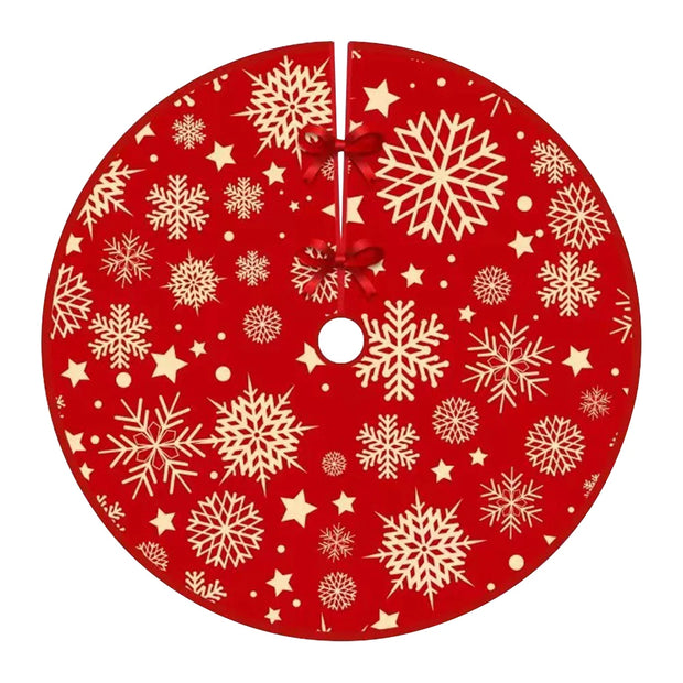 35.4inch Christmas Tree Skirts Snowflake Pattern Xmas Tree Bottom Decor Mat Christmas Tree Decoration Indoor Outdoor Decor