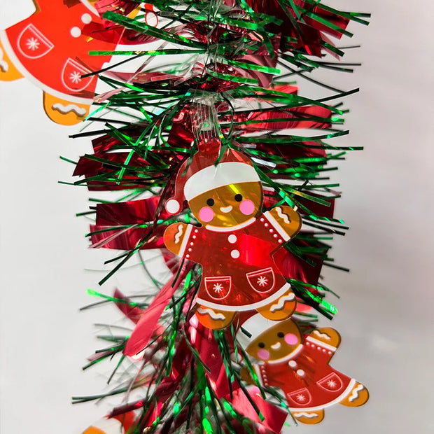 2M Merry Christmas Decorations Strip Ribbon Christmas Tree Ornament Bears Gingerbread People Snowmen New Year Supplies Red Green