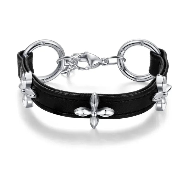 Hip Hop Rock PU Leather Bracelet Men and Women Punk Spikes Rivets Skull Heart Cross Creative Party Bracelet Jewelry Accessories