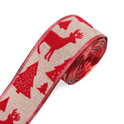 63mm Red Green Christmas Burlap Jute Ribbon Roll Wired Edge Wedding Decoration Gift Packing DIY Sewing Accessories Webbing
