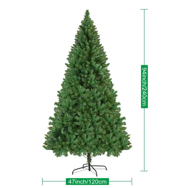 8FT Artificial Christmas Tree, Christmas Holiday Pencil Tree with Thick Branch Tips, Winter Party Decoration with Iron Base, Eas