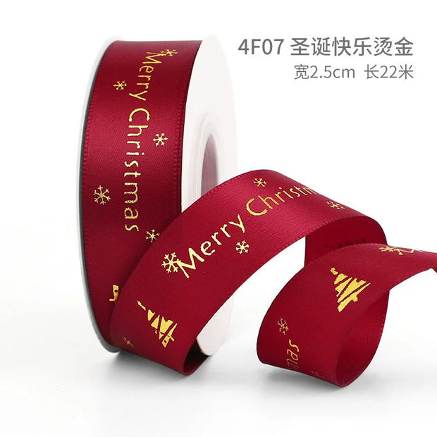 5Yards Christmas Ribbon Printed Christmas Polyester Ribbon For Handmade Design Christma Decoration DIY Cake Bouquet Gift Packing